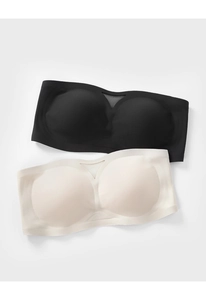 Vue détaillée du soutien-gorge bandeau sans couture avec résille en V et tissu lisse
