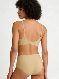 Back view of seamless jelly bra and high waist panties set in nude skin tone
