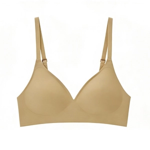 Seamless wireless nude bra with supportive jelly strips and adjustable straps for women