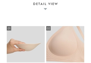 Detailed macro view showing the side thickness and smooth texture of the seamless nude jelly bra