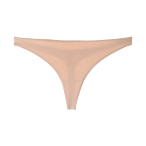 Détail du string invisible en soie glacée beige avec bords coupés sans couture