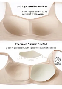 Dettaglio delle coppe rimovibili da 0,5 cm e del tessuto del reggiseno senza cuciture 20D
