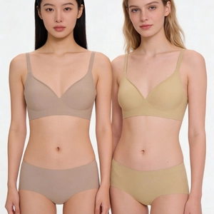 Seamless jelly support bra and matching brief sets in beige and brown colors