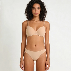 Women Seamless Smooth Bra Set Padded Push Up Lingerie Set Soft Wire Free Underwear Set With Briefs Or Thong For Women Daily Wear