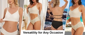 Ensemble soutien-gorge sans couture dos nu avec bretelles multipositions en noir et beige