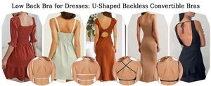 Détails du soutien-gorge dos nu en U avec bretelles amovibles pour robes ouvertes