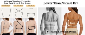 Détails du soutien-gorge dos nu en U avec bretelles multi-positions pour robes