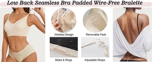 Détails du soutien-gorge invisible dos nu avec coussinets et bretelles réglables