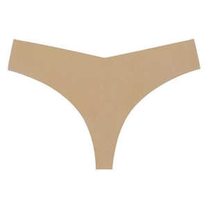 Seamless V-shaped high-elastic thong for women in nude color with invisible smooth finish