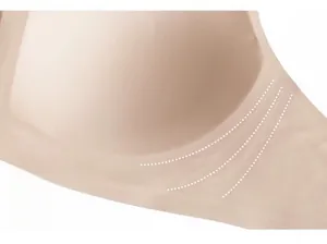 Macro detail of seamless nude bra showing soft wave support technology and elastic fabric