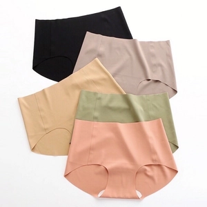 Five pack high waisted seamless antibacterial panties in soft pastel colors with breathable lining