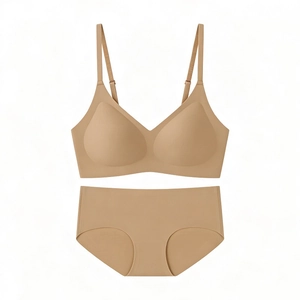 Ensemble soutien-gorge sans coutures nude sans armatures avec bretelles réglables