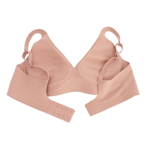 Detail view of seamless jelly bra back showing adjustable straps and hook-and-eye closure