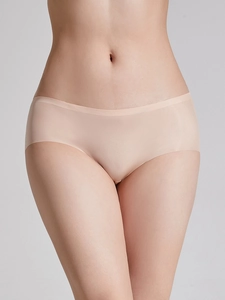 Detail of nude seamless ice silk panties with smooth laser-cut edges and ultra-thin fabric