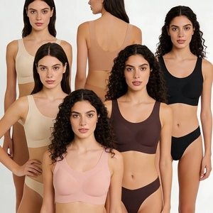 Ensemble soutien-gorge sans coutures et culotte aux tons terre avec larges bretelles
