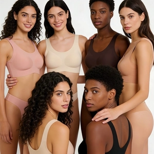Ensemble soutien-gorge sans armature et culotte sans couture pour femme en tons neutres
