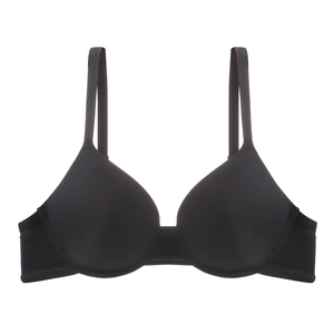 Classic black seamless push-up bra with soft underwire and adjustable thin straps