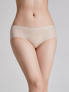 Detail of seamless skin-colored women's panties showing ultra-thin cooling fabric texture