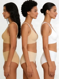 Ensemble lingerie sans couture à taille haute montrant la coupe latérale et le maintien