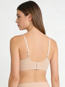 Nahtloses U-förmiges Rücken-Design des bügellosen Mesh-V-Ausschnitt-BHs in Beige
