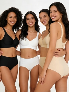 Détail d'un ensemble de lingerie sans couture taille haute avec larges bretelles