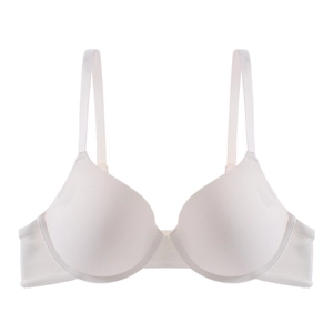 Seamless white push-up bra for women with smooth cups and adjustable straps in cream finish