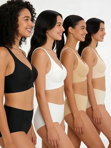 Ensemble soutien-gorge et culotte sans couture en quatre couleurs avec maintien doux