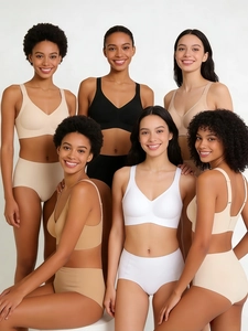 Ensemble soutien-gorge sans couture et culotte haute en couleurs neutres