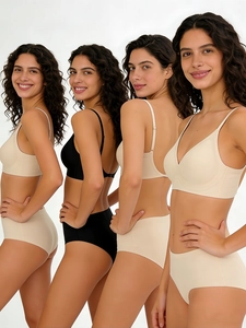 Vue détaillée de l'ensemble lingerie sans couture avec bretelles croisées