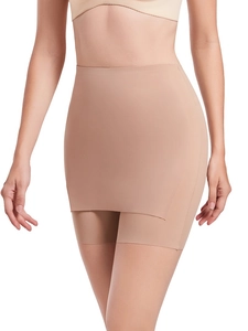 Vue détaillée de la gaine amincissante sans couture beige à taille haute gainante