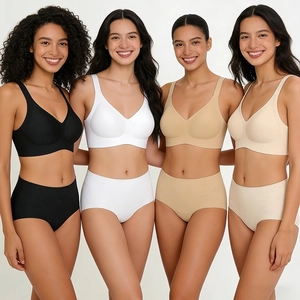 Ensemble soutien-gorge sans coutures avec bretelles gel et culottes en quatre couleurs