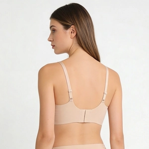 Nahtloser bügelloser Damen-BH in Nude mit Mesh-V-Ausschnitt und verstellbaren Trägern