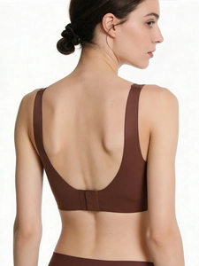 Reggiseno marrone scuro senza cuciture con spalline larghe e schiena a U