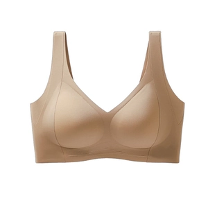 Reggiseno push-up senza cuciture con spalline larghe e scollo a U color nudo