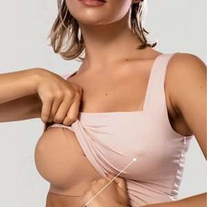 Pink seamless high-elastic tank top bra with soft supportive jelly strips and contoured pads