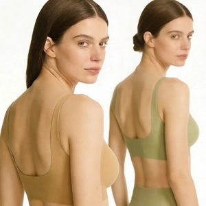 Seamless V-neck bralette with U-shaped back design and jelly strip soft support