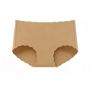 Seamless wave-edge women's briefs in nude, featuring laser-cut elastic fabric for invisible comfort