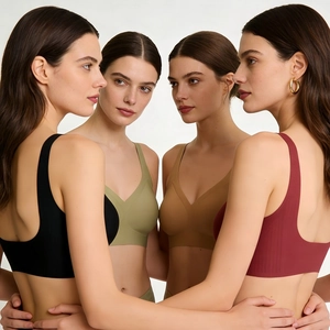 Seamless V-neck bras in multiple colors with U-back design for ultimate comfort and support