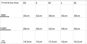 Detailed size chart for seamless strapless bandeau bra showing chest measurements