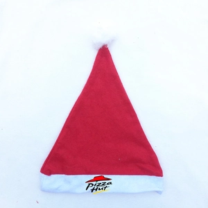 Bonnet de Père Noël classique rouge et blanc en intissé avec logo personnalisé sur le bord