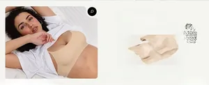 Detail showing the soft double layer fabric and 4-way stretch of this beige bralette