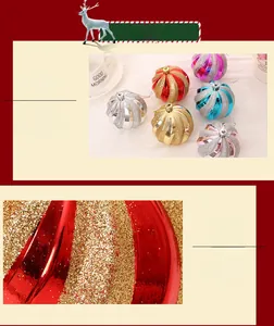 Macro shot of pumpkin-shaped Christmas ornaments with glitter and electroplated finish