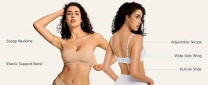 Detail of seamless triangle bralette with adjustable straps and wide side wing support