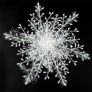 Iridescent white plastic snowflake hanging decoration for Christmas and winter home display