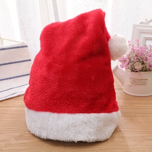 Classic Red Short Plush Christmas Hat For Adults And Kids Soft Holiday Party Decoration Santa Hat With White Pom-pom