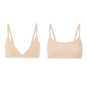 Nude French triangle cup bralette and seamless U-neck wireless soft comfort bra