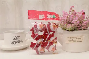 Set of 6 plush Santa Claus Christmas tree hanging decorations in transparent packaging