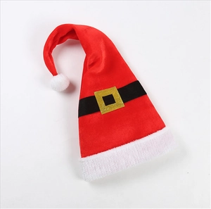 Long Christmas Santa Hat With Iron Wire Styled Belt Buckle Design Red White Plush Long Elf Hat For Xmas Party Decoration