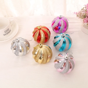 Set of 6 spiral Christmas ornaments with glitter and electroplated finish for tree decoration