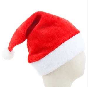 Bonnet de Noël Classique en Peluche Courte Douce Rouge Blanc Avec Pompon Bords Surjetés Pour Adultes Enfants Décor de Fête